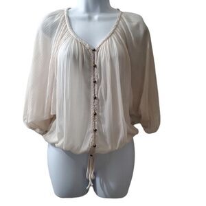 American Rag Womens Boho inspired Peasant Sheer Blouse Top NWT